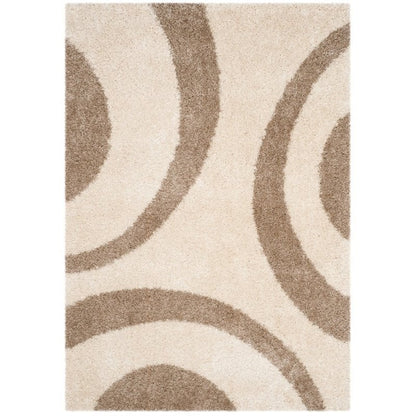 Kashyapa Rugs Collection - Ivory With Beige Zebra Shaggy Rug For Soft touch Microfiber Hand tufted Carpet
