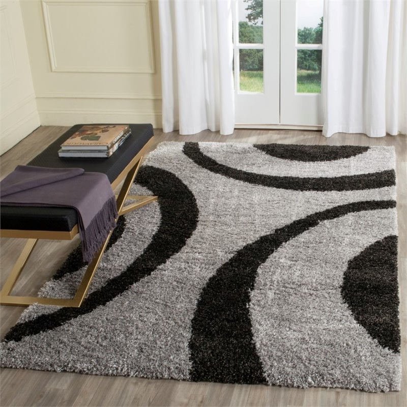 Kashyapa Rugs Collection- Micro Black And Grey Abstract Design Carpet.