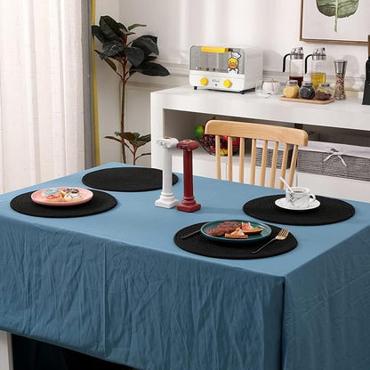 Washable Poly Cotton Dining Table  placement Set of 6 pc with Tea Coaster (Black)