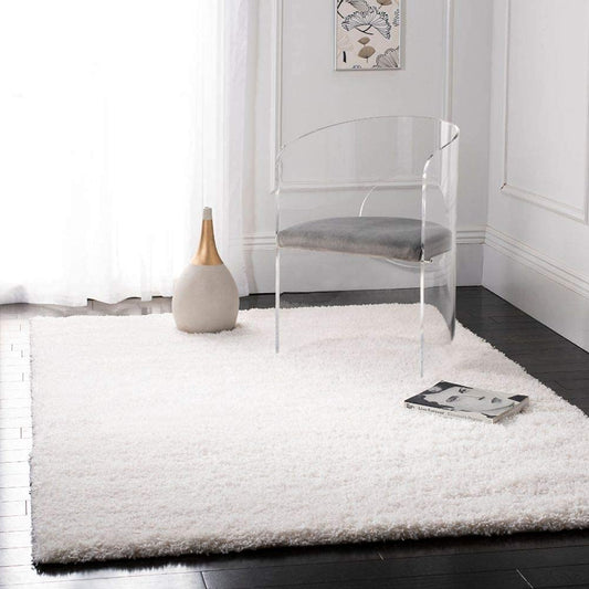 White Shaggy Rug for Living touch Extra Soft Microfiber Hand tufted Carpet