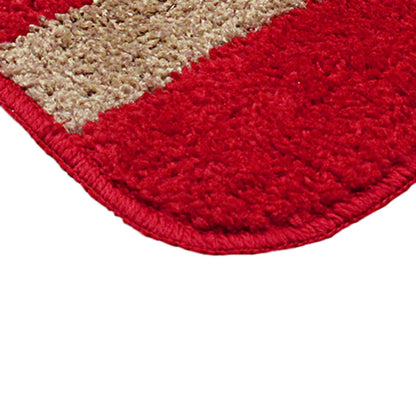 Kashyapa Rugs Collection - Affordable Red & Beige Colour Super Soft Microfiber Door Mat.