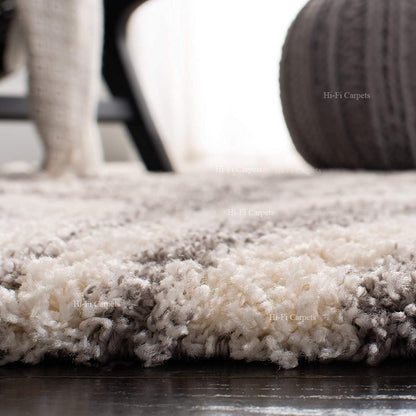 Ivory With Grey Zebra Design Soft Microfiber Fluffy Rug.