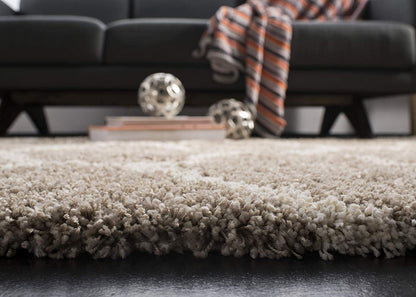 Diamond Shaggy Rug for Bedroom Ivory with Beige/ Microfiber Hand tufted Carpet