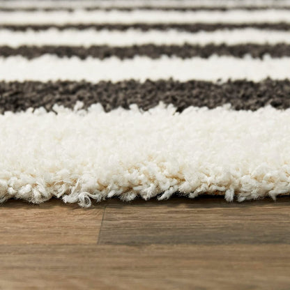 Kashyapa Rugs Collection - Handmade Microfiber Carpet for Living Room Bedroom Hall & Home - Black & Ivory