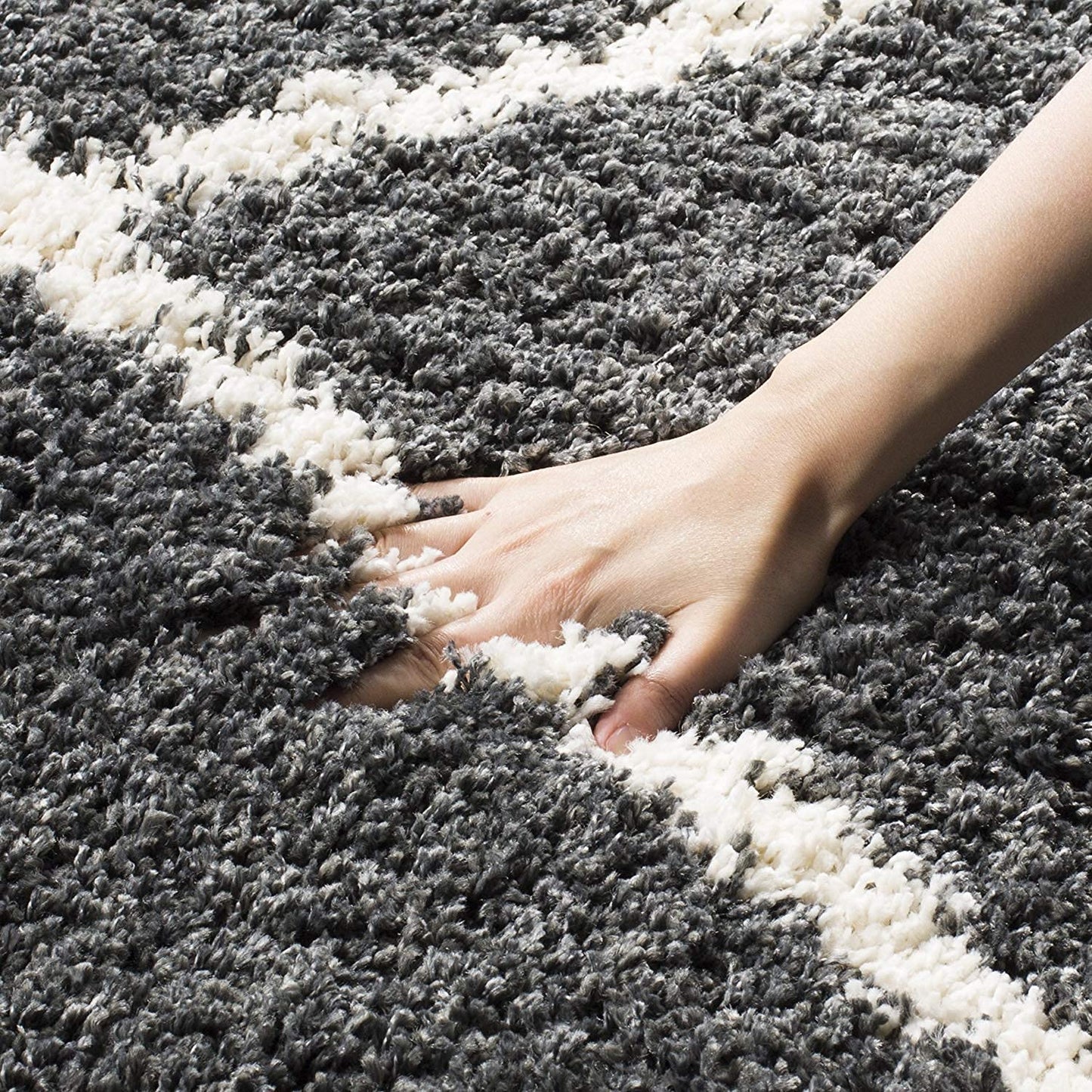 Black With White Premium Soft Microfiber Carpet.