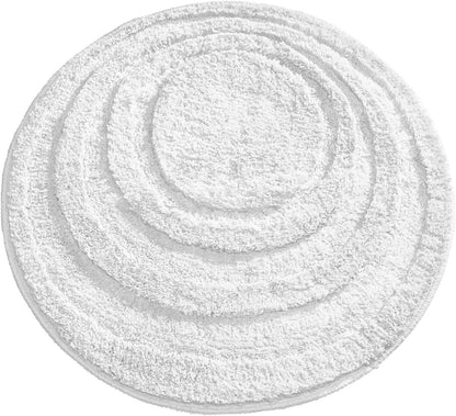 Kashyapa Rugs Collection- White Soft Microfiber Round Carpet.