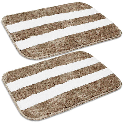 Flooring Collection-Affordable Mat for Floor Beige & White Super Soft Microfiber Door Mats for Home & Office.