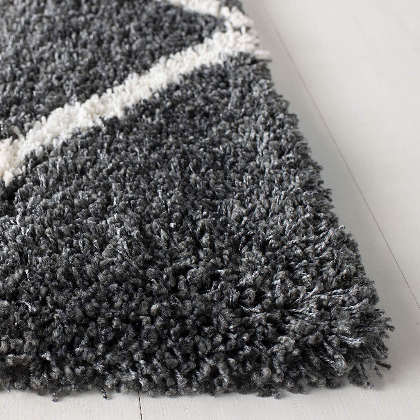 Black With White Premium Soft Microfiber Carpet.