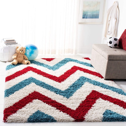 Super Soft Micro Multi Colour zigzag Pattern Area Loom Tufted Carpet.