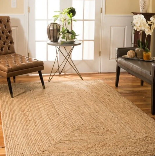 Braided Natural Jute Ecofriendly Carpet Rectangular-Boho Collection -premium Look-Multiple Sizes