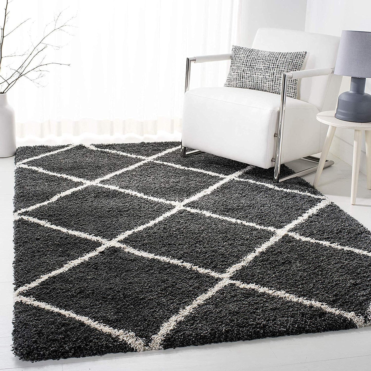 Black With White Premium Soft Microfiber Carpet.