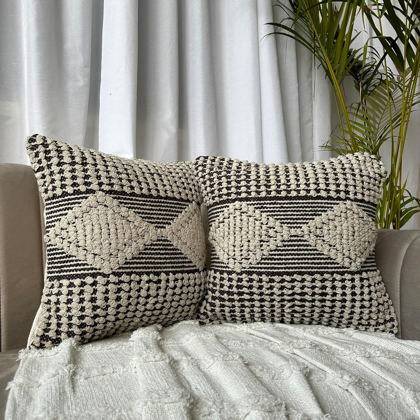 Boho Cushion Cover Handmade by Pit loom work (Set of 1) - Design0016