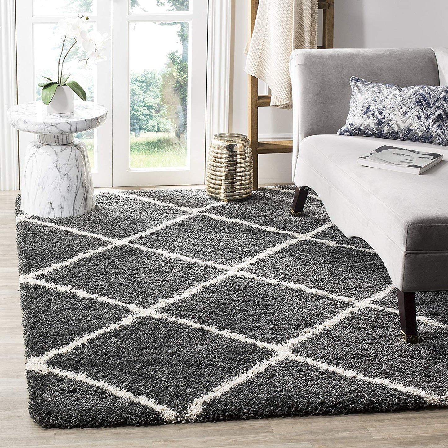 Black With White Premium Soft Microfiber Carpet.