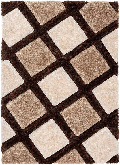 Kashyapa Rugs Collection - Coffee & Beige Luxurious Carpets Super Soft & Plush Modern 3D Shaggy Rug for Living Room Bedroom and Hall