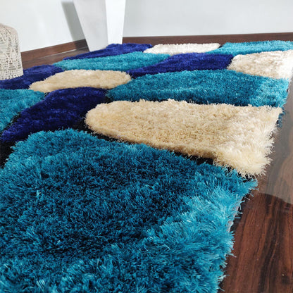 Premium Handmade 3D Cut Classical Look Stone Microfiber Shaggy Soft Tufted Carpet.