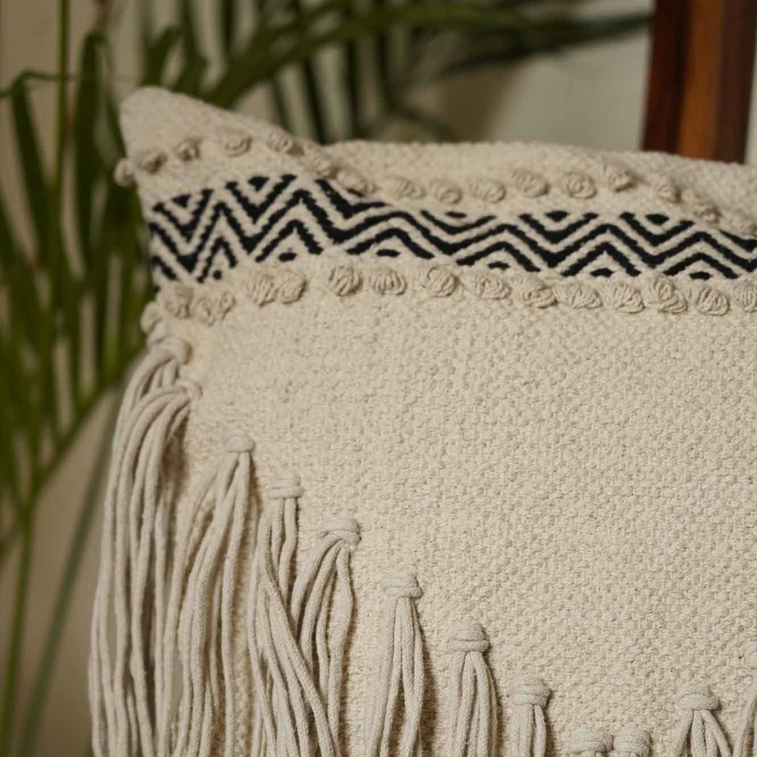 Boho Cushion Cover Handmade by Pit loom work (Set of 1) - Design0017