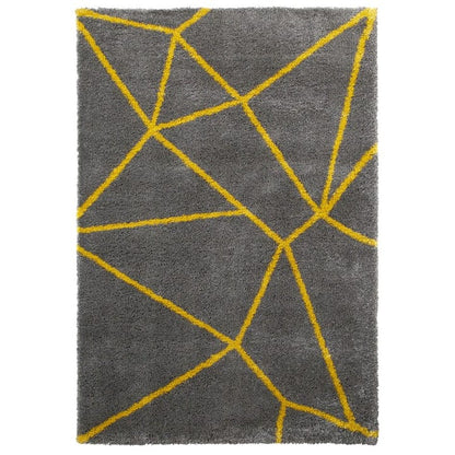 Kashyapa Rugs Collection-Premium Yellow and Grey Modern Shaggy Carpet.