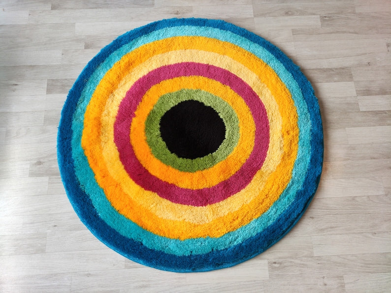 Multi colour Rainbow soft microfiber Modren Area Rug.