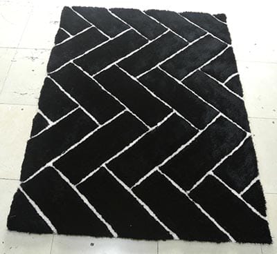 Black 3D Premium Modern Shaggy Rug.