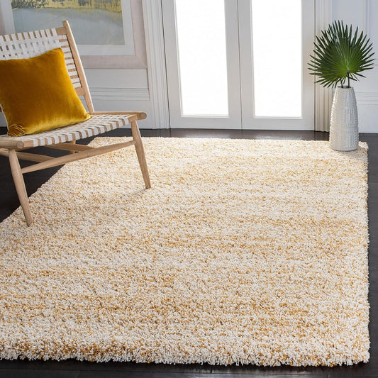 Mustard & Ivory Multi Shade Designer Carpet For Living Room (2 Inch Pile)