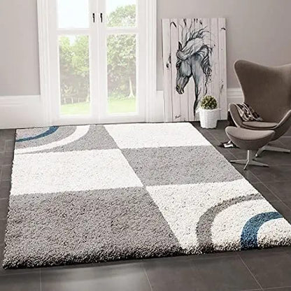 Micro Cream And Grey Abstract Designer Carpet