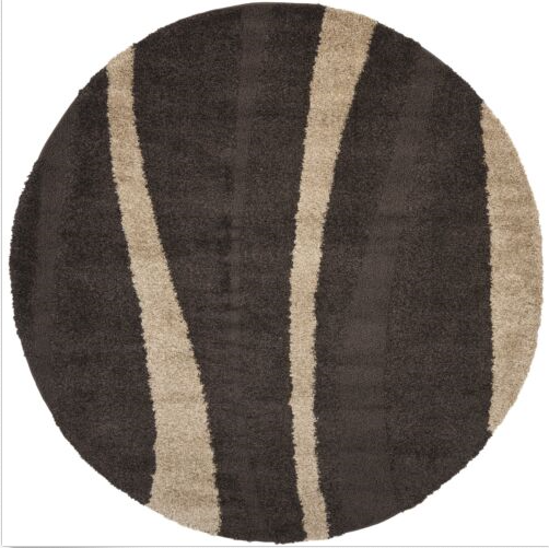 Coffee with beige Color Soft Microfiber Round Carpet