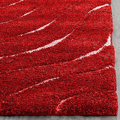 Micro Waves Carpet In Red And Ivory.