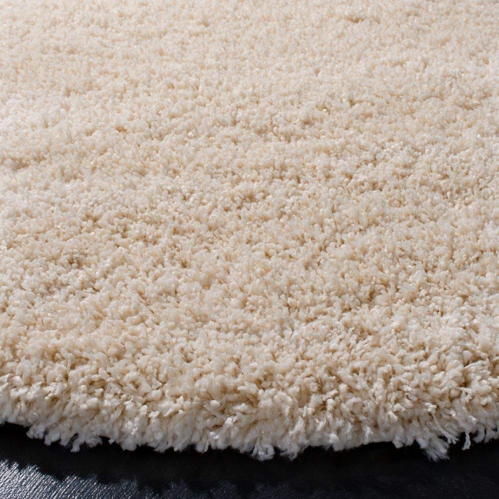 Micro Plain Cream Color Soft Round Carpet
