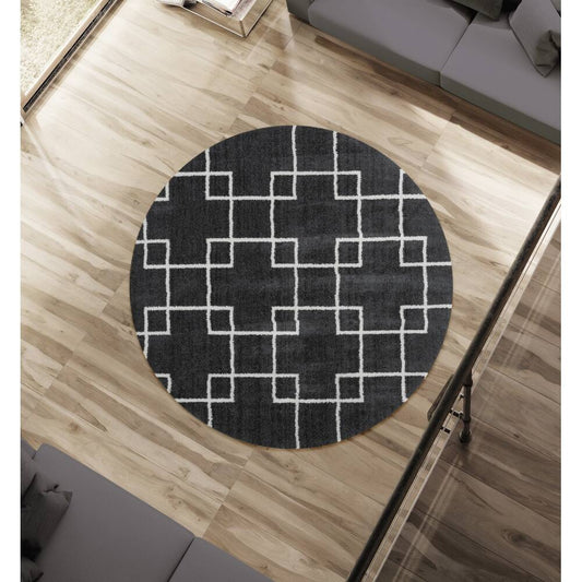 Black Color Extra Soft Microfiber Round Carpet.