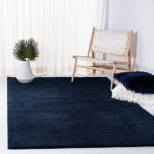 Navy Blue Plain - Premium Fluffy Shaggy Hand tufted Super soft Microfiber Carpet