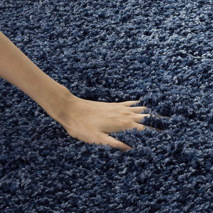 Navy Blue Plain - Premium Fluffy Shaggy Hand tufted Super soft Microfiber Carpet