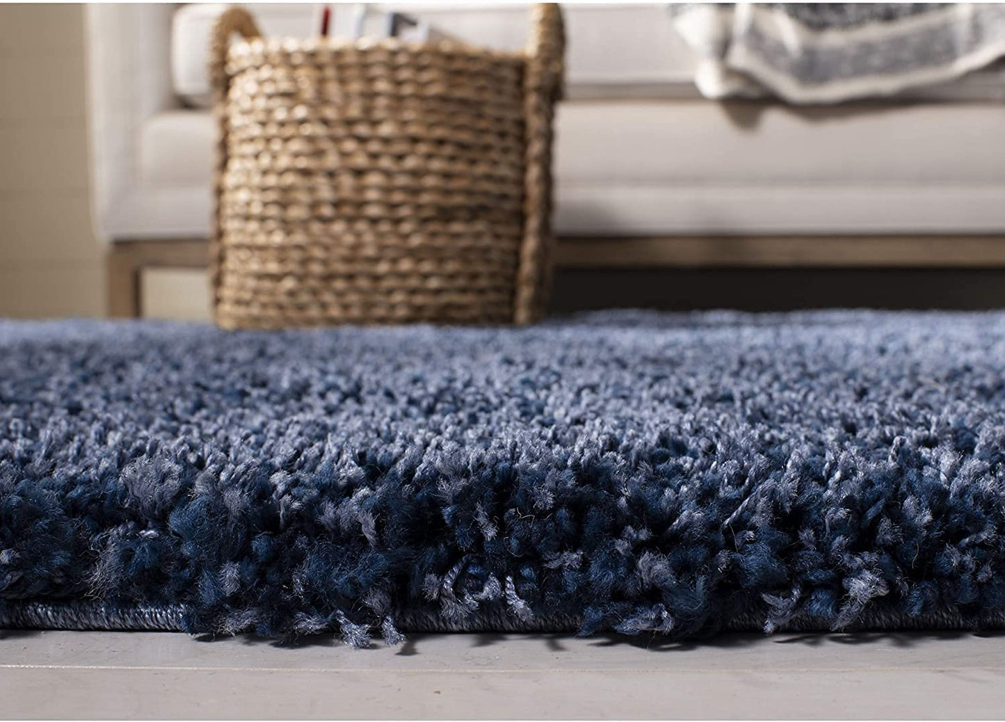 Navy Blue Plain - Premium Fluffy Shaggy Hand tufted Super soft Microfiber Carpet