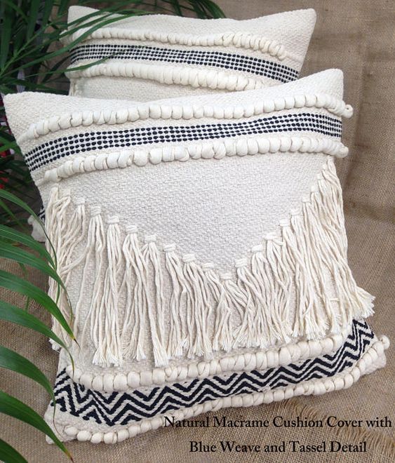 Boho Cushion Cover Handmade by Pit loom work (Set of 1) - Design0017