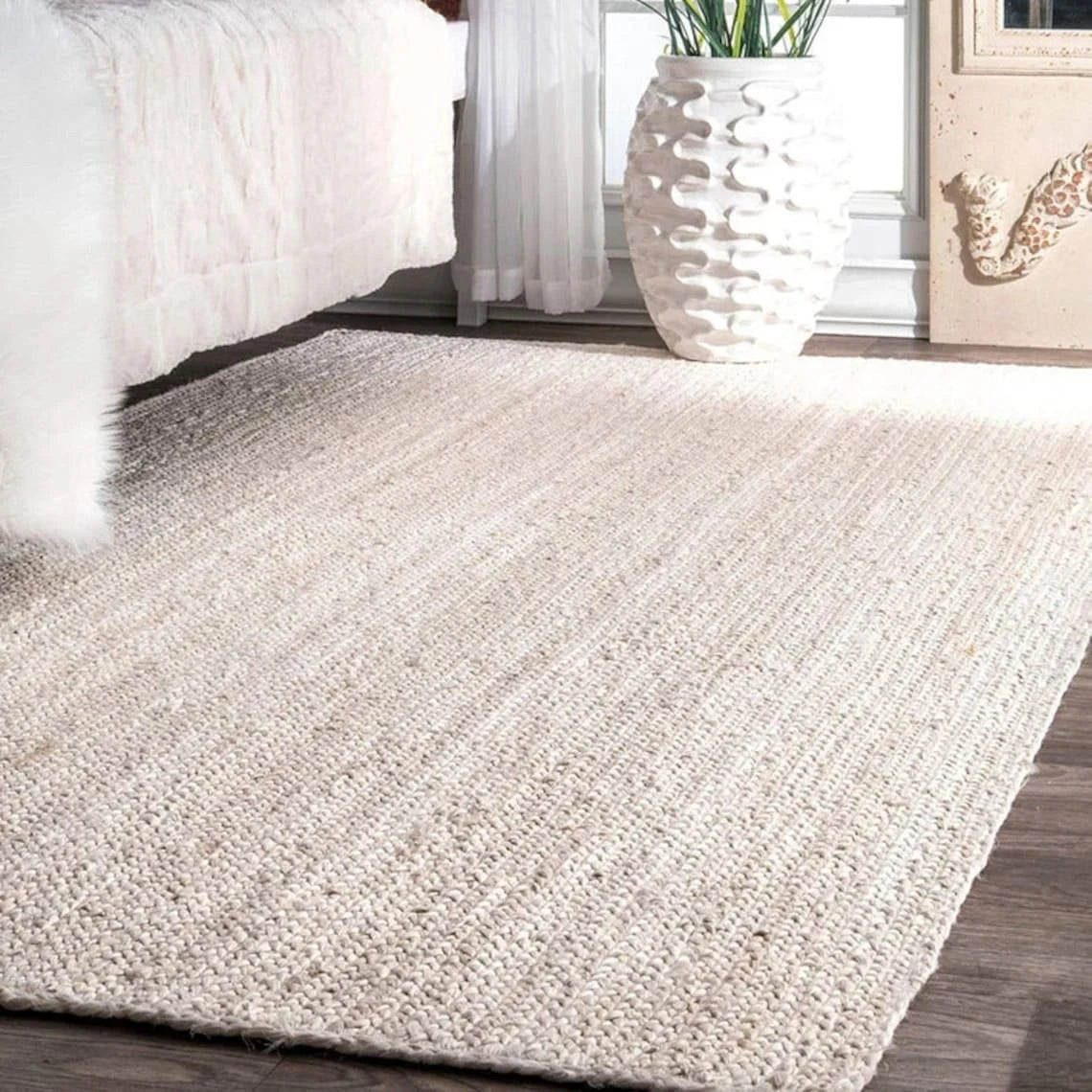 Natural Jute Braided Off White Rugs