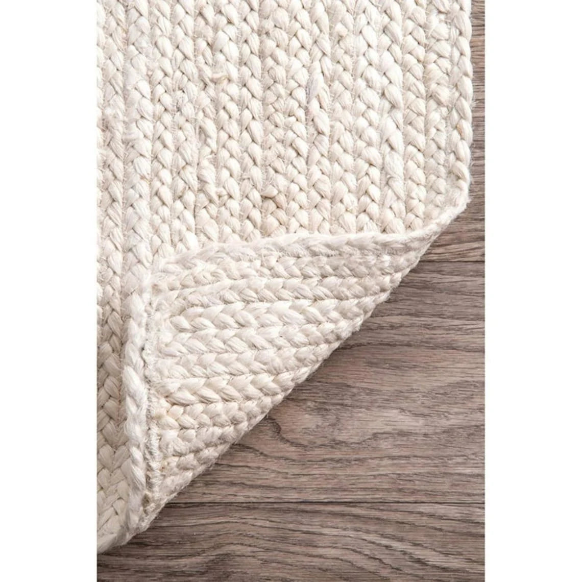 Natural Jute Braided Off White Rugs