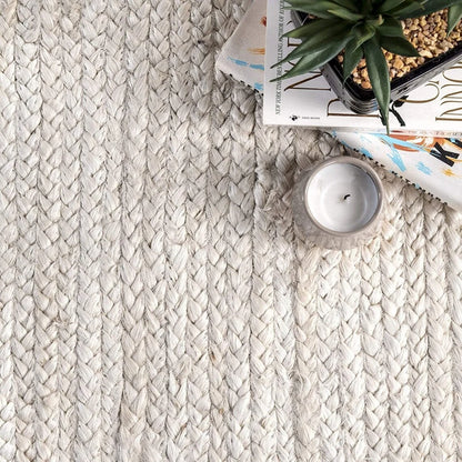 Natural Jute Braided Off White Rugs