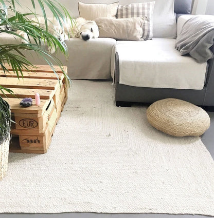 Natural Jute Braided Off White Rugs